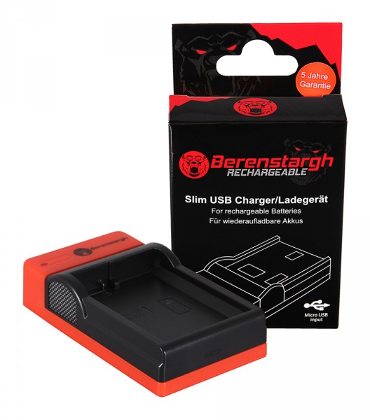 Berenstargh Slim Micro-USB Ladegerät f. Nikon EN-EL14 1D3100 D3200 D5100 D5200 P7000 P7700 P7800