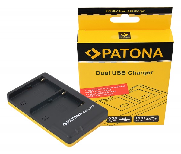 PATONA Dual Schnell-Ladegerät f. Sony NP-FM500H FM500H inkl. USB-C Kabel