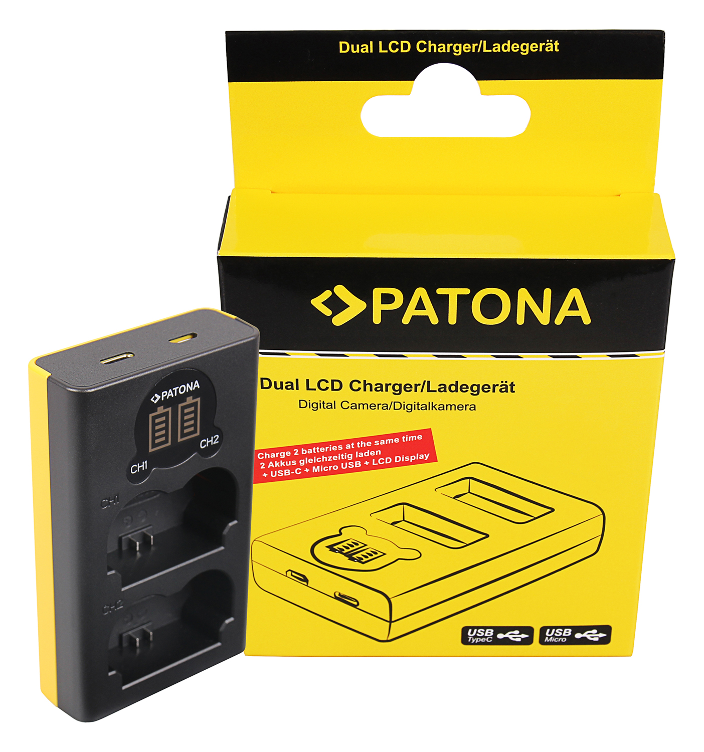 caricatore Synchron LCD USB per Fujifilm Finepix XT4 Batteria Patona Platinum 