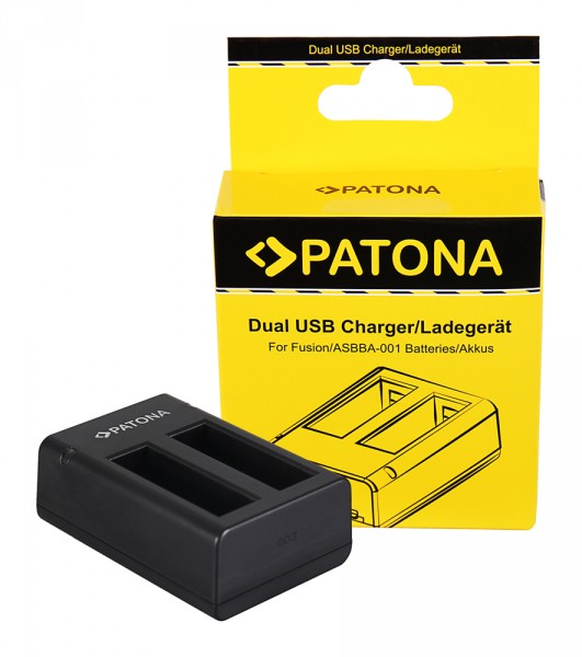 PATONA Dual Schnell-Ladegerät f. GoPro Fusion, ASBBA-001 inkl. Micro-USB Kabel