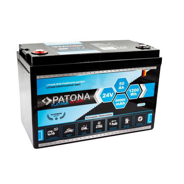 PATONA Platinum LiFePO4 Batterie 24V 50Ah 1200Wh 50.000mAh