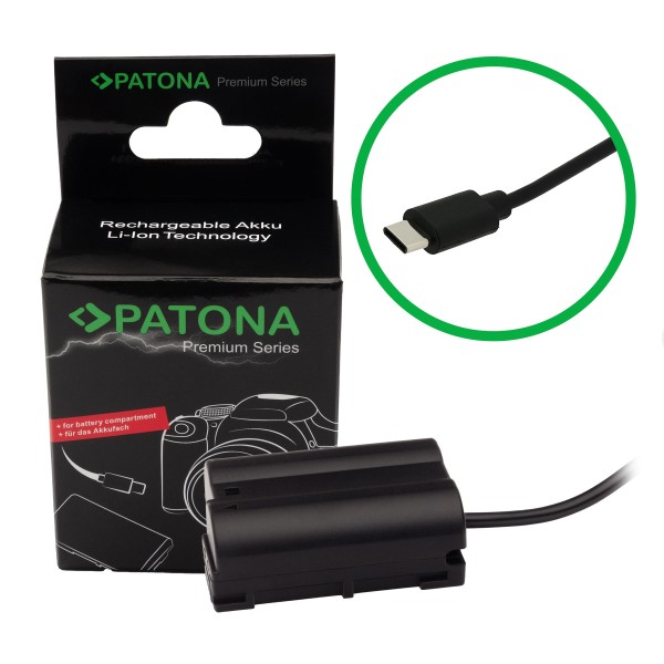 PATONA Premium USB-C Input Akku-Adapter für Canon LP-E6 LP-E6N LP-E6NH XC10 EOS R EOS 80D 7D 70D 6D 60D