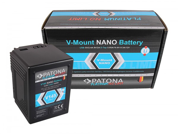 PATONA Platinum Batterie à NANO monture V145 V-Mount 142Wh pour Sony DSR 250P 600P 650P 652P HDW 800P PDW 850 BP-150w RED ARRI