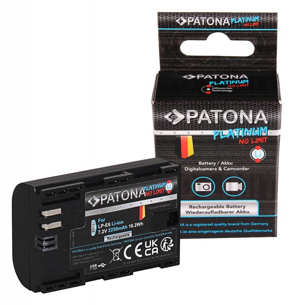 PATONA Platinum Akku mit USB-C Input f. Canon LP-E6 LPE6 EOS 60D 70D 5D 6D 7D Mark III