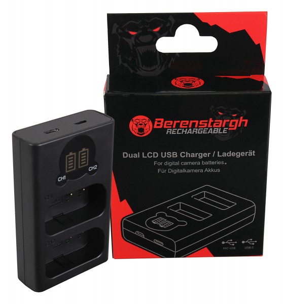 Berenstargh Dual LCD USB Ladegerät f. Panasonic DMW-BLJ31 Lumix DC-S1 DC-S1R DC-S1H