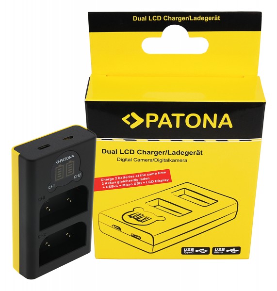 PATONA Dual LCD USB Ladegerät f. Olympus OM-1 BLX-1