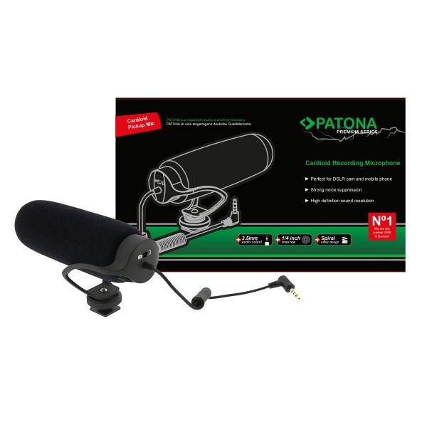 PATONA Premium Mikrofon inkl. Ansteckmikrofon für DSLR Kamera Camcorder und Smartphone