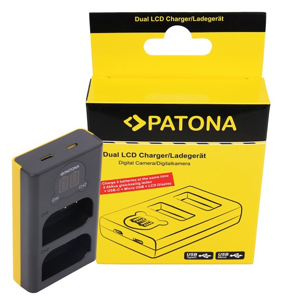 PATONA Dual LCD USB Ladegerät f. Panasonic DMW-BLK22 DC-S5 G9 GH5 GH5S