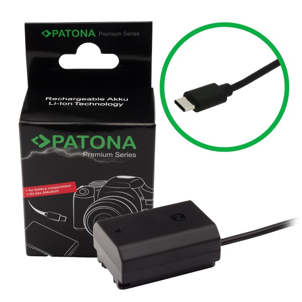 PATONA Premium USB-C Input Akku-Adapter für Sony NP-FZ100 A7 III A7M3 Alpha 7 III A7 R III A7RM3 Alpha 7 R III A9 Alpha 9