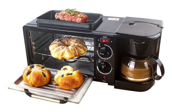 3in1 Frühstücksautomat mit Grillfunktion Toaster und Kaffeemaschine Miniküche multifunktional