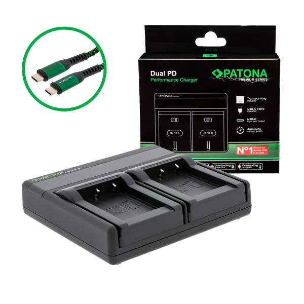 PATONA Premium Dual PD charger for Ordro NP-170 Fuji NP85 USB-C Input/Output