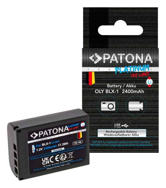 PATONA Platinum Akku mit USB-C Input für Olympus OM-1 OM1 BLX-1 BLX1