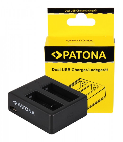 PATONA USB Dual Ladegerät f. SJCAM SJ4000 SubTig3 Rollei Actioncam 220 300 300 Plus 310 330 415 416 426 inkl. Micro USB-Kabel