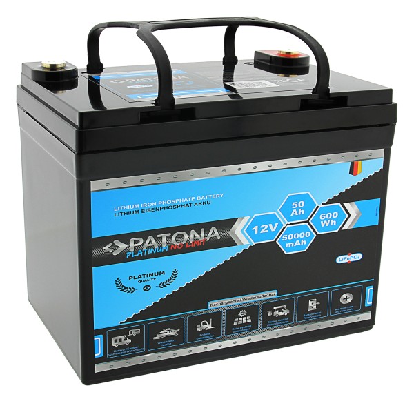 PATONA Platinum LiFePO4 Akku Batterie Ersatz 12V 50Ah 600Wh 50.000mAh