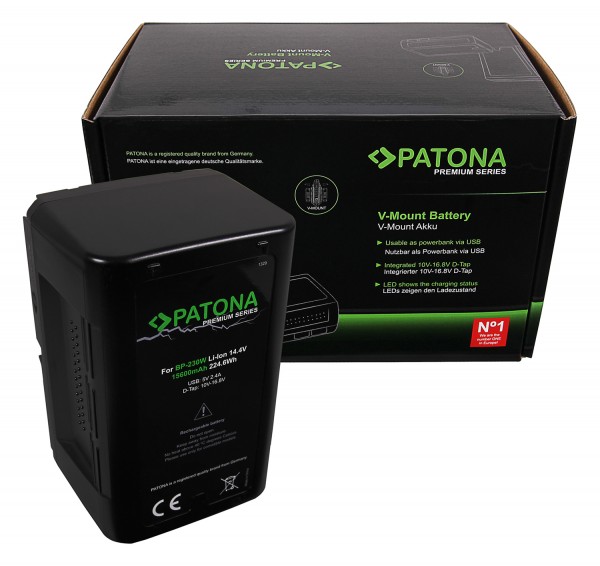 PATONA Premium Batterie V-Mount 225Wh pour Sony BP230W DSR 250P 600P 650P 652P