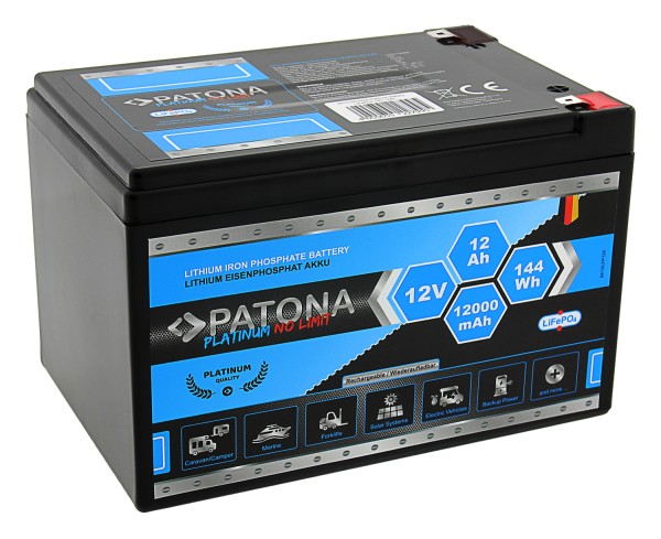 PATONA Platinum LiFePO4 Batterie 12V 12Ah 144Wh 12.000mAh