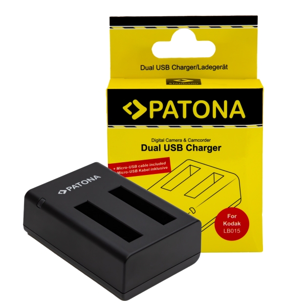 PATONA USB Dual Ladegerät für Kodak WPZ 2 LB-015 inkl. Micro-USB Kabel