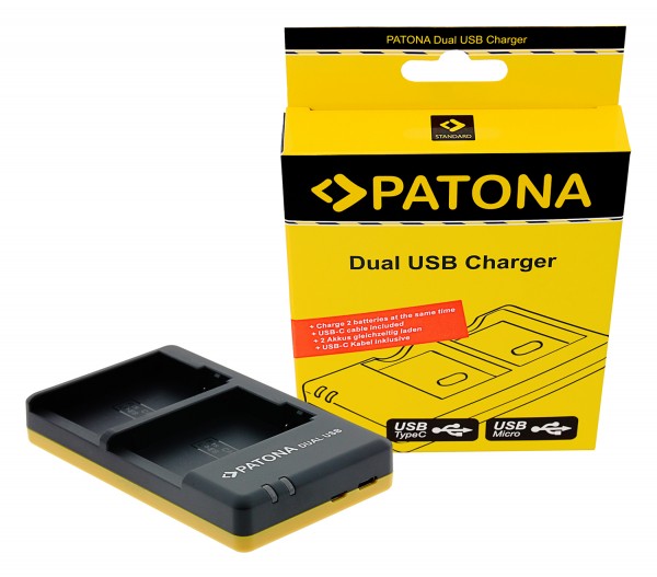 PATONA Dual Schnell-Ladegerät f. Canon LP-E8 LPE8 inkl. Micro-USB Kabel