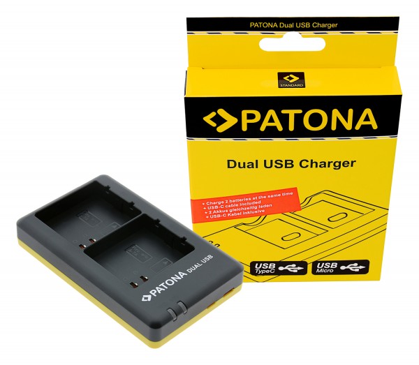 PATONA Dual USB Ladegerät f. Arlo A-7A A-14 Pro 3 Pro 4 FB-1001 2GB VML2030 Ultra 2 inkl. USB-C Kabel